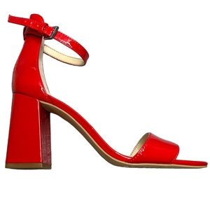Vince Camuto red gloss leather ankle strap sandal